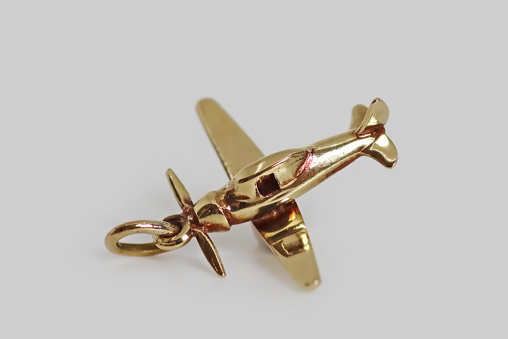 Airplane Charm, Gold Mini
