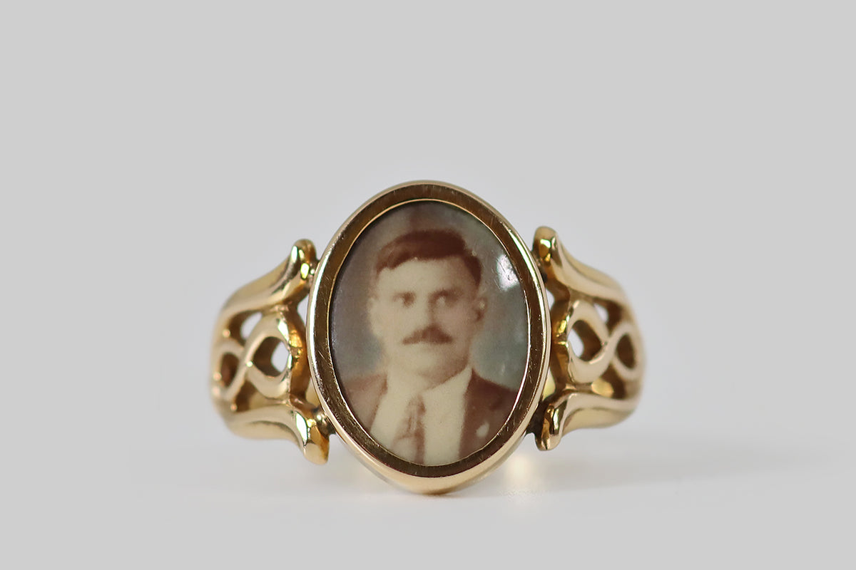 Antique Celluloid Photograph Ring