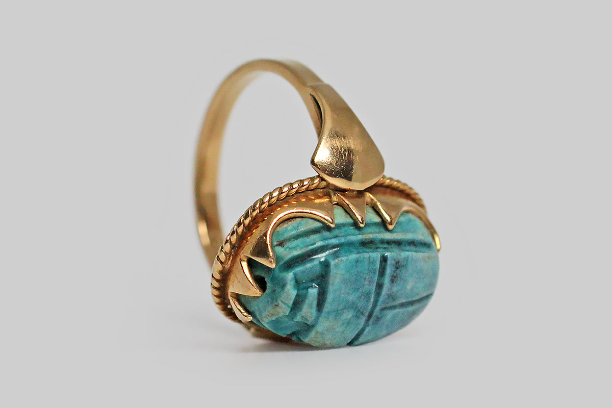 Egyptian scarab hot sale ring antique